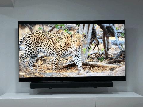 Large Soundbar Mount Bracket on TV 
