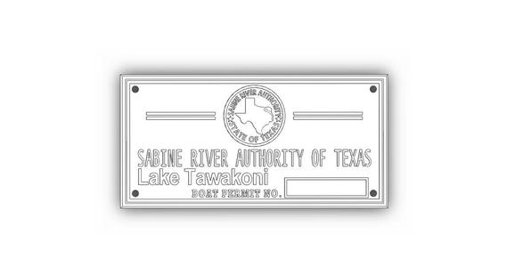 Vintage SRA Lake Tawakoni Boat Tag