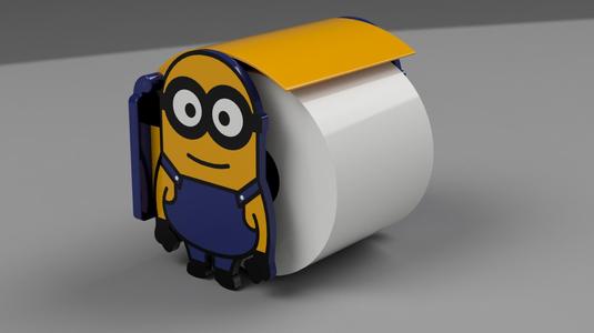 Minion Toilet Paper Holder, auto load. NO GLUE.