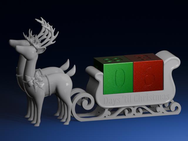 Modern Countdown Days to Christmas | Santa Sleigh with Reindeer