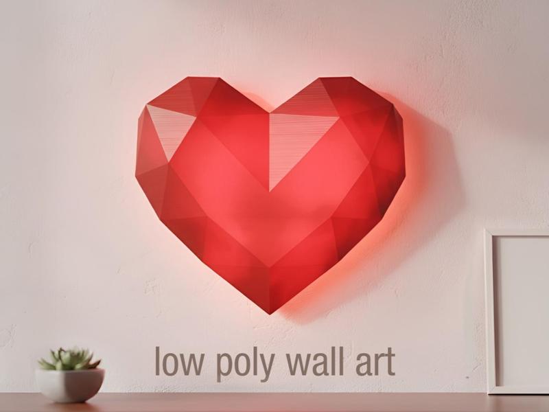 Low-Poly Heart Wall Art (light, wall hanging)