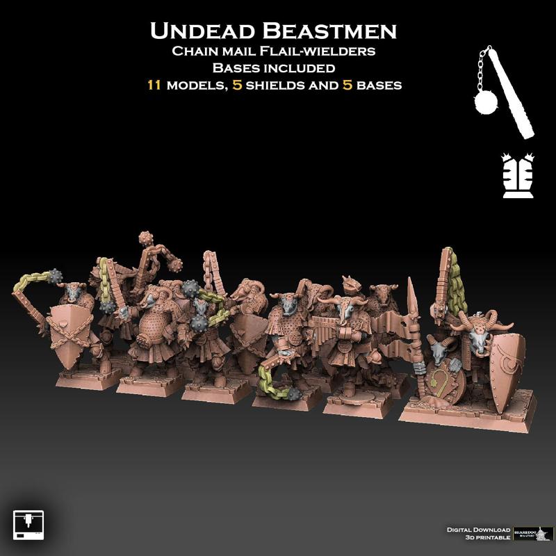 Undead Beastmen Chain Mail Flail Warriors