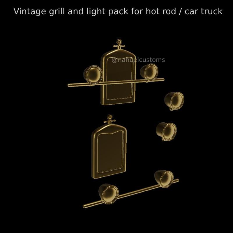 Vintage grill and light pack for hot rod / car truck