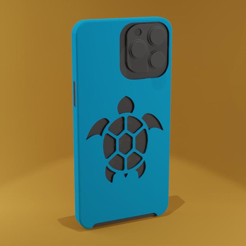 iphone 14 Pro Max shell with sea turtle design.