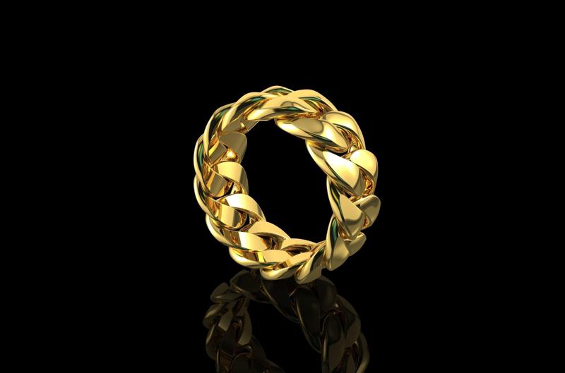 Gold Cuban Link Ring