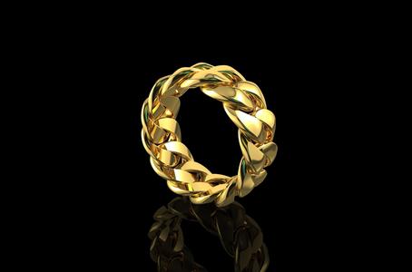 Gold Cuban Link Ring