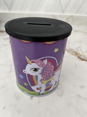 tin piggy bank cover - tapa para hucha de hojalata