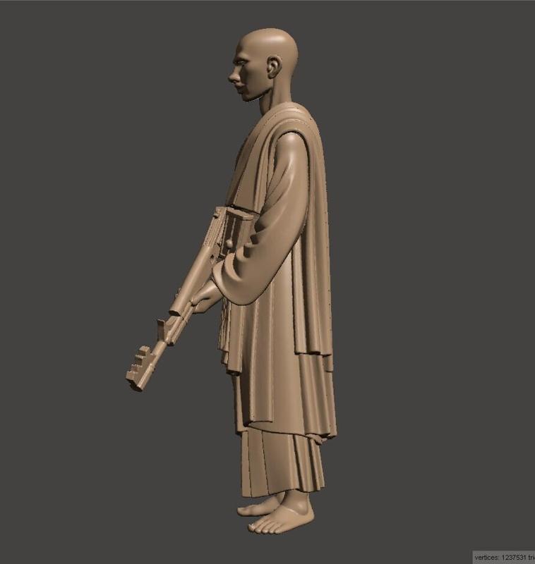 armed Buddhist monk