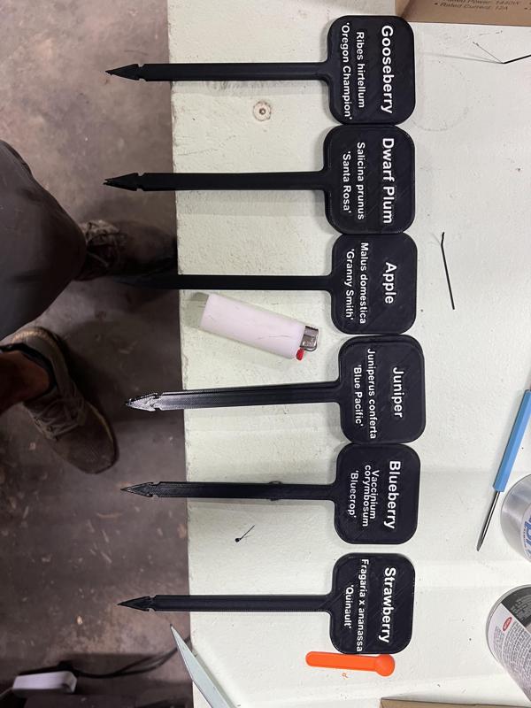 Garden Stakes with common name, botanical name, and cultivar