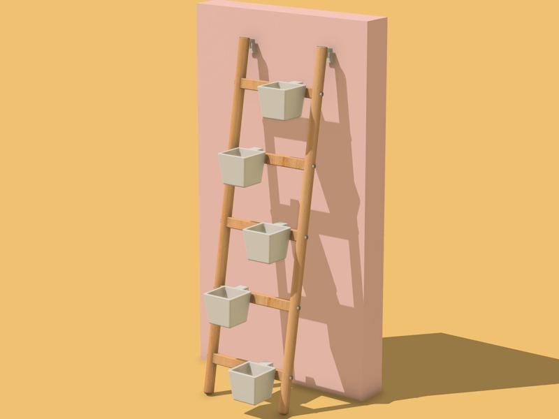 Miniature Ladder Plant stand 1/12 scale for Doll Funiture, Doll House