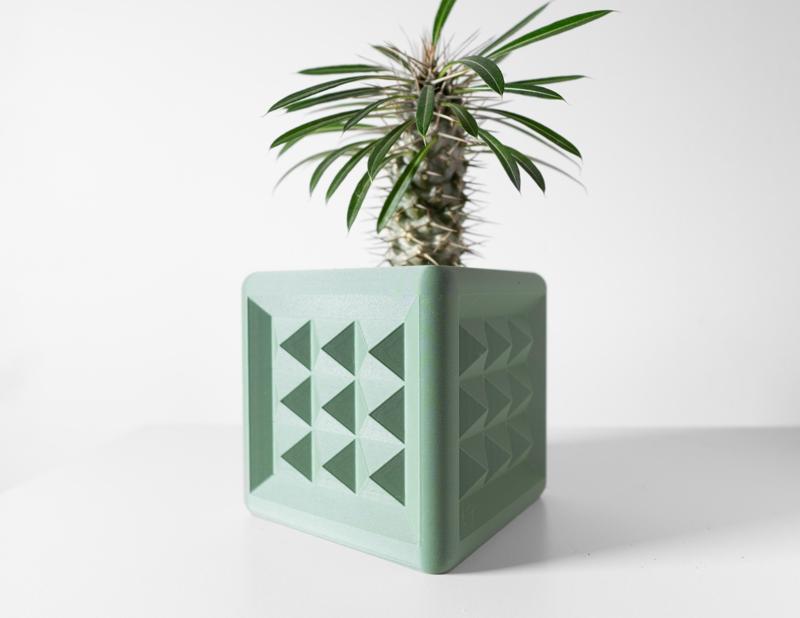 The Novo Square Planter Pot with Drainage Tray: Modern and Unique Home Decor for Plants and Succulents