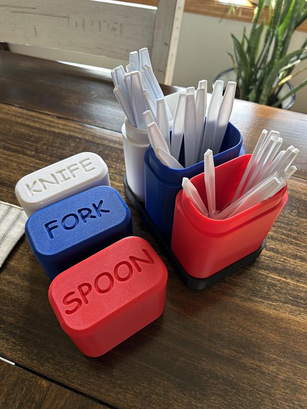 Silverware / Utensil /Cutlery Holder with lids for travel and storage