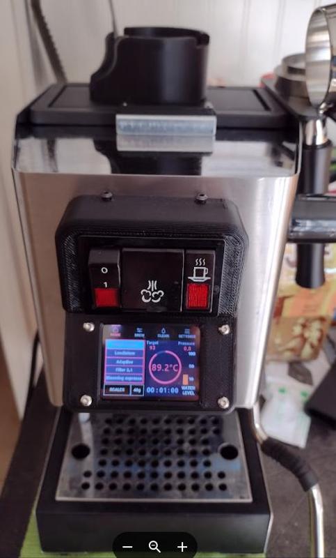 Gaggiuino front mount angled screen for Gaggia Classic, no drilling or soldering