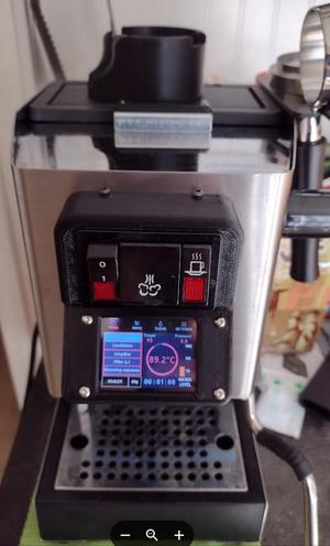 Gaggiuino front mount angled screen for Gaggia Classic, no drilling or soldering