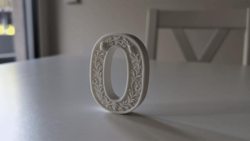 Standing Letter O in a Gypsum Floral Style