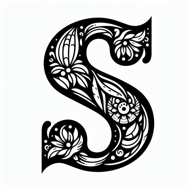 Frottage creation: letter S (version 2)