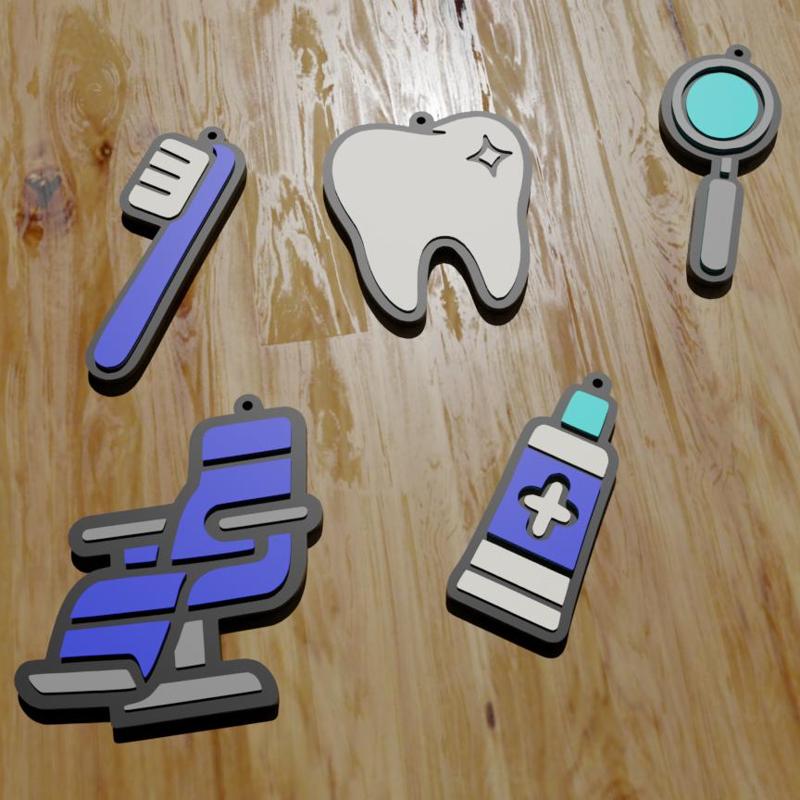 PACK 5 LLAVEROS / IMÁNES / KEYCHAIN / MAGNETS / MAGNETS PROFESIONES: DENTIST (STL AND 3MF)