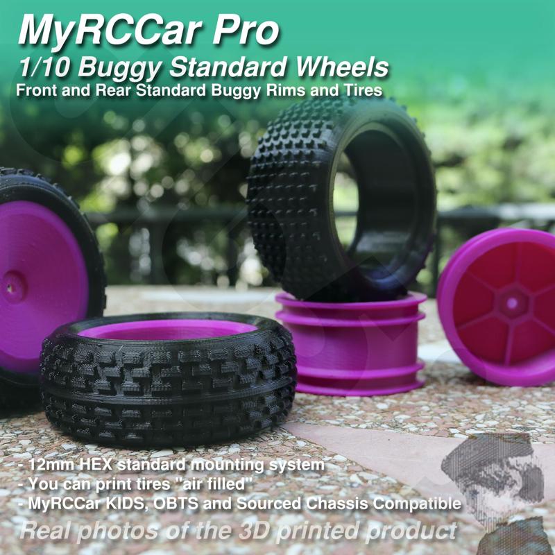 MyRCCar Buggy Wheels, 1/10 RC Car Rims and Tires for your 3D Printed Buggy