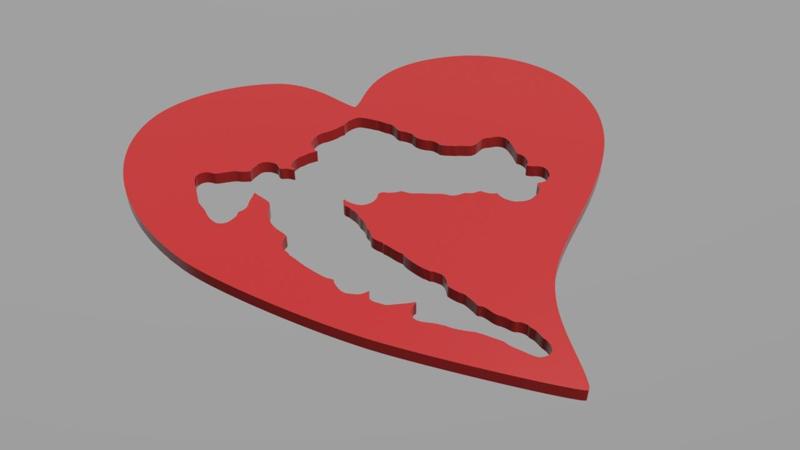 Croatia in Heart Stencil