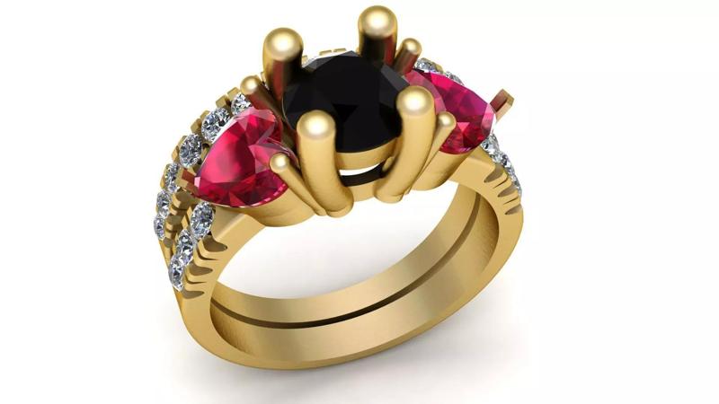 Stylish Heart Diamond Ring 3d Printable Model