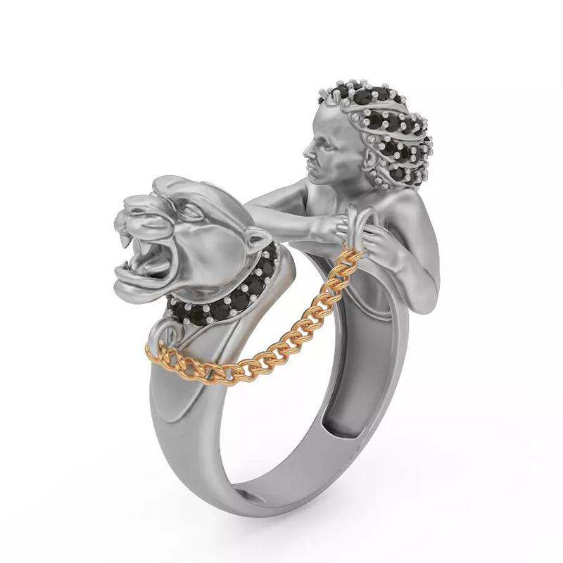 Tiger ring Silver Gold  Print