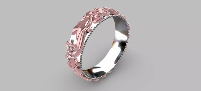 Studded Arabesque Wedding Rings