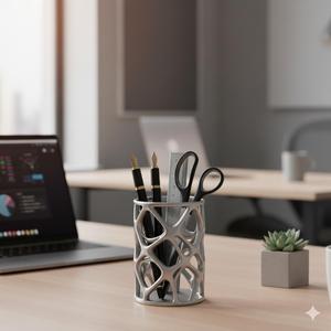 Generative Design Pen Holder | Futuristic Desk Organizer for 3D Printing