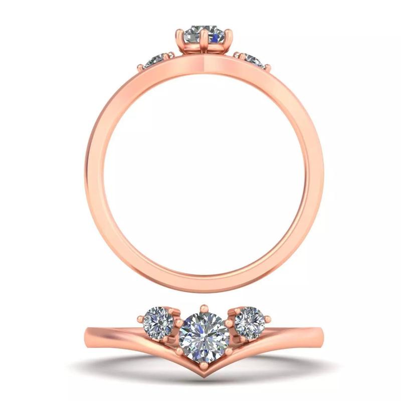 Three diamond high quality rose gold ring A31