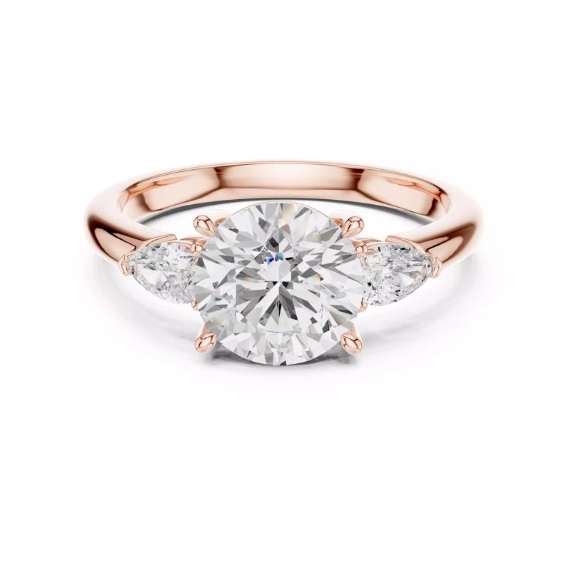 Trilogy Diamond Round and Pear Cut Wedding Ring 3DM STL Video