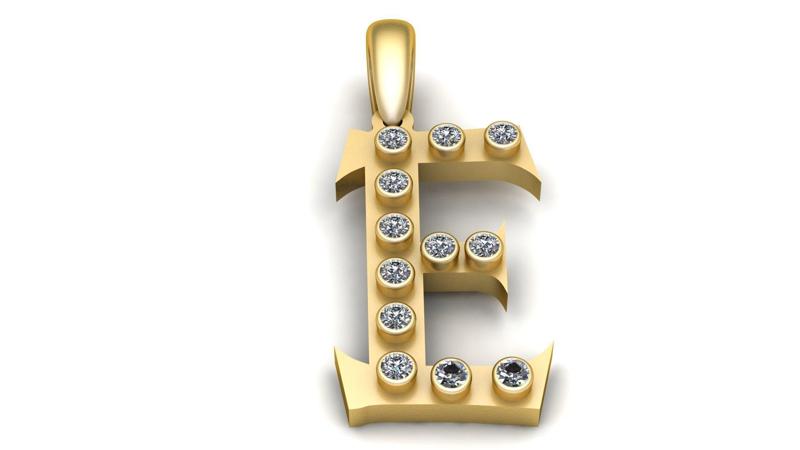 GOLDEN ALPHABET E PENDANT 3D PRINTABLE MODEL