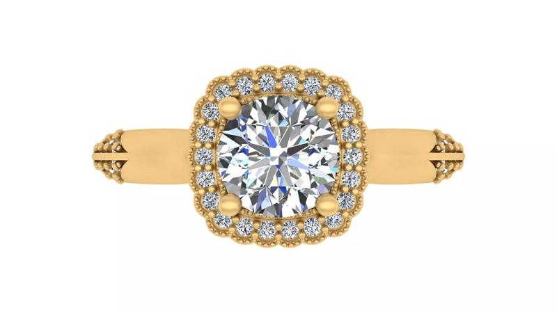 Elegant Halo Cushion-Cut Diamond Engagement Ring