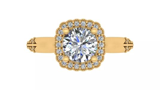 Elegant Halo Cushion-Cut Diamond Engagement Ring