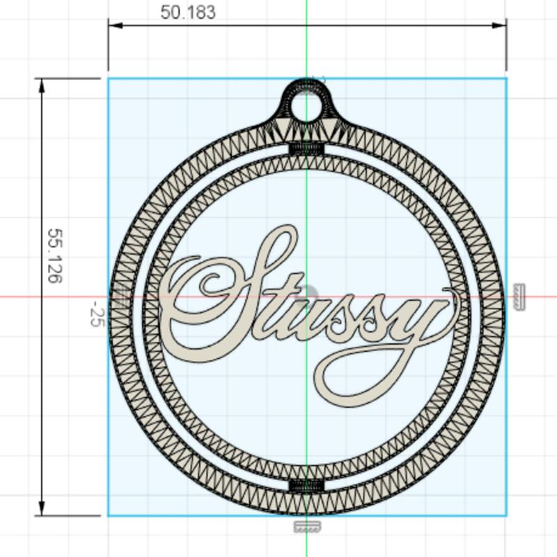 Stussy logo calligraphy swivel key ring