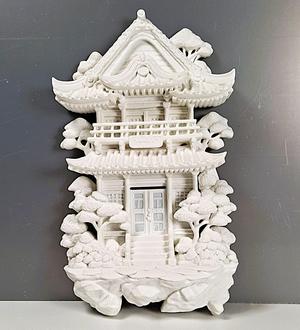 Japanese pagoda - Decorative bas-relief to print