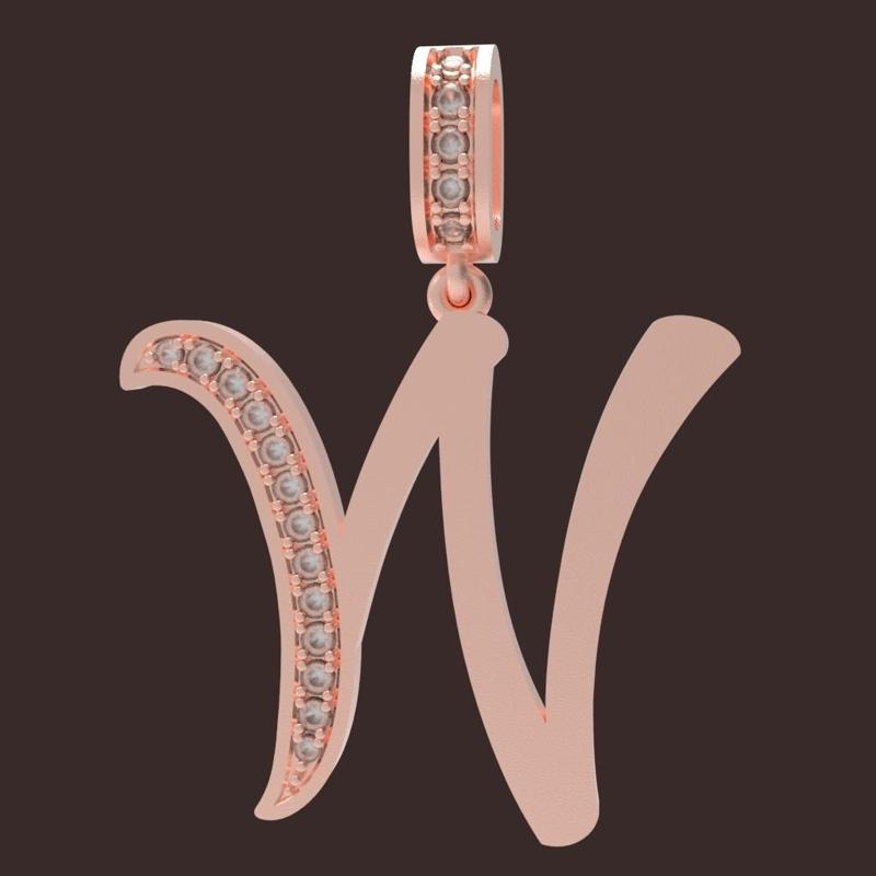 INITIAL "W" DIAMOND PENDANT