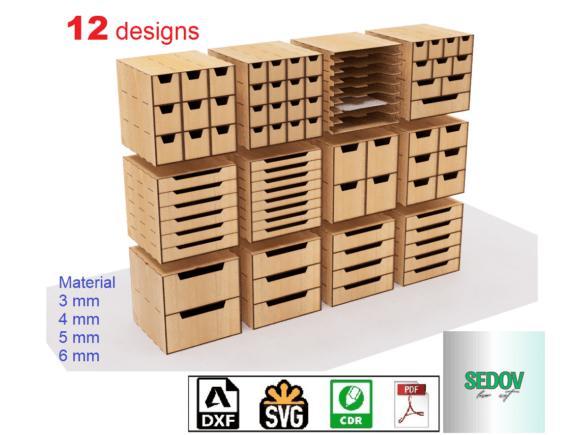 Pack of 12 wooden organizers