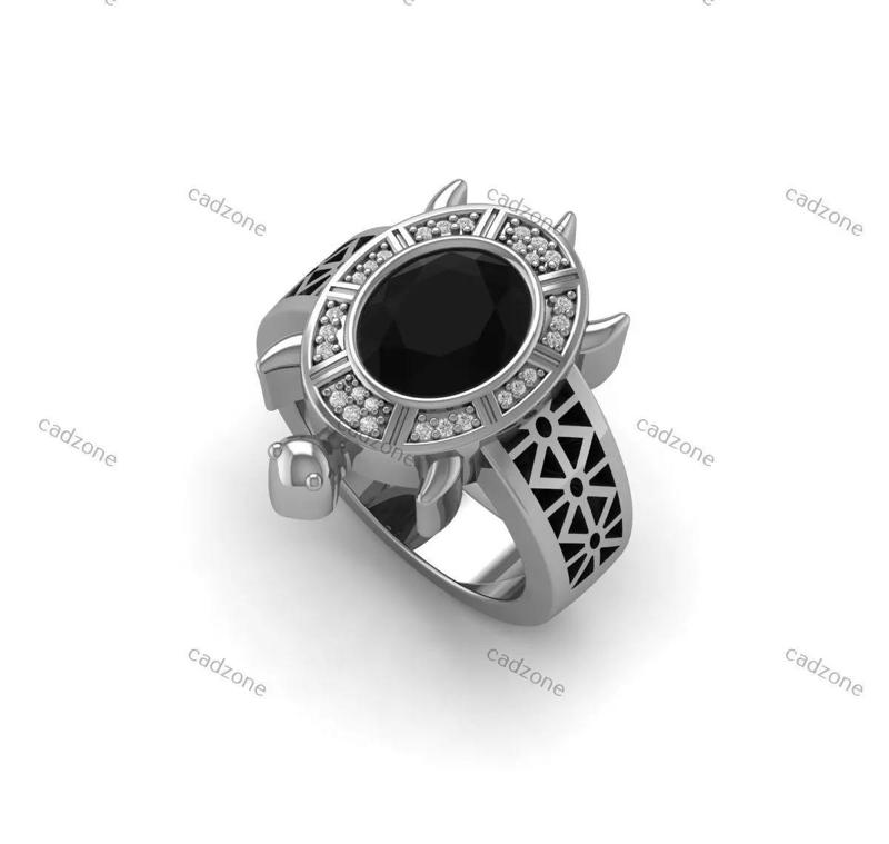 Vintage Black Onyx And Turtle Ring-3D Model