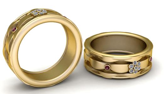 Woven Band Ring with Floral Accents 3D Printable Model