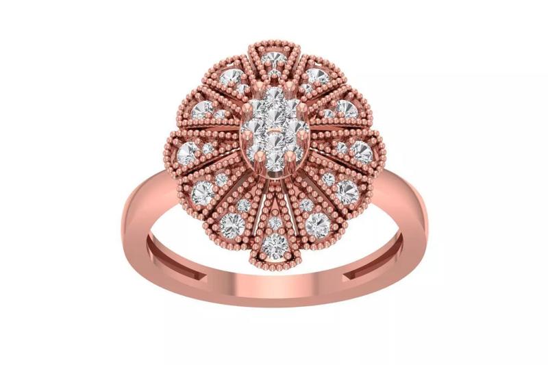 Flower Wedding Engagement Ring for Women