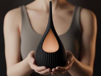 Modern Ribbed Teardrop Shaped Lamp. Bambu Lamp Kit