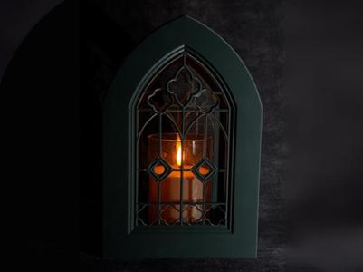 Cathedral-inspired LED candle holder