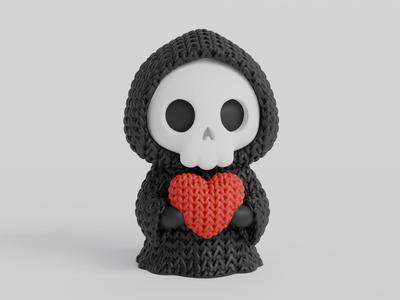 Knitted Heart Grim Reaper - Halloween