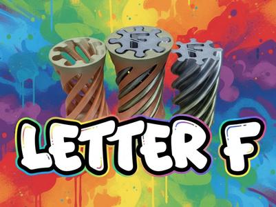 Spiral Vortex Fidget Letter F Passthrough Toy 180d