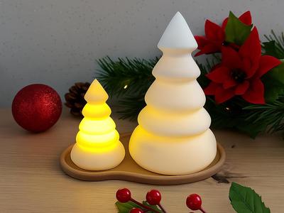 LED Tea Light Fir Trees with Snow Look