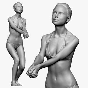 001240 woman in bikini playing voleyball 3dp
