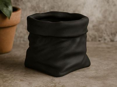 Black Bag Planter - Modern Minimalist Pot & Holder