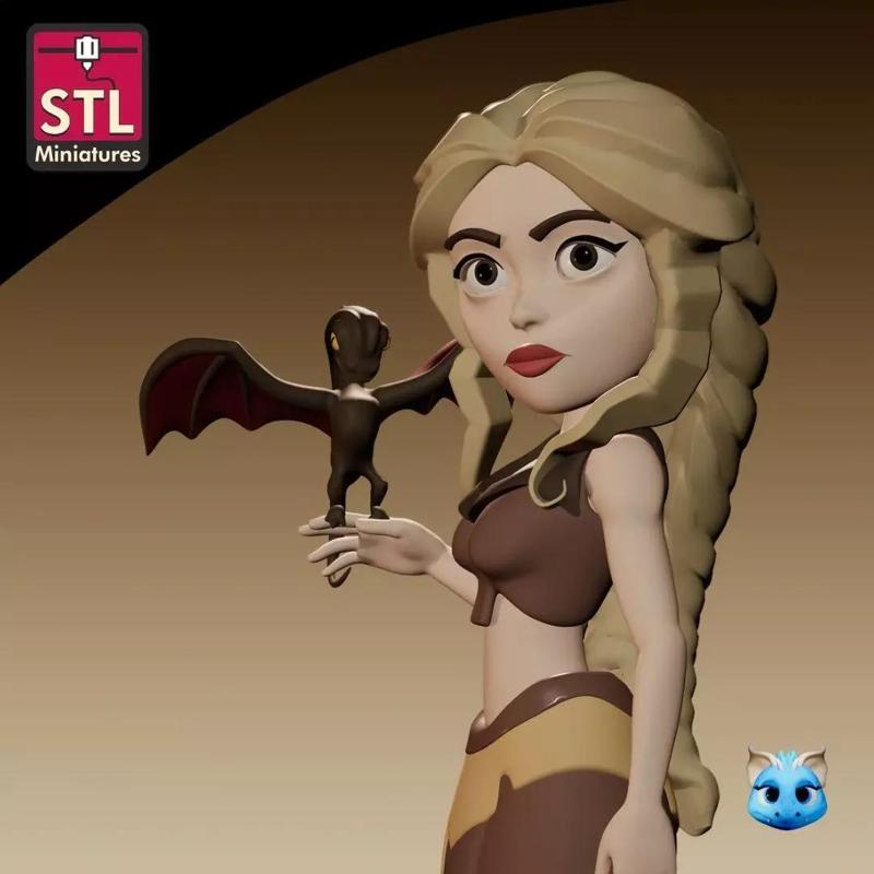 Anime Style Daenerys Targaryen STL Model  Dragon Queen in 3D