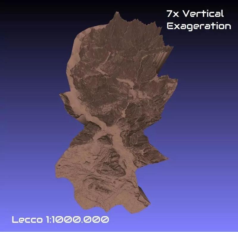 Italy 3D Map of Lecco Provice 1 to 1000000