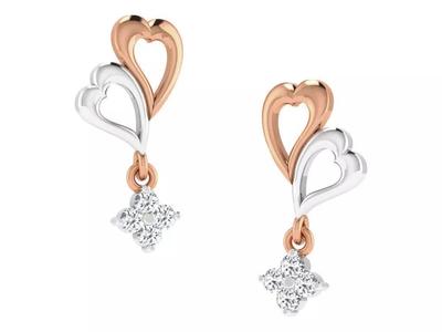 Women heart drop earrings 3dm render detail