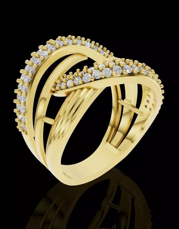 Elegant Wave Diamond Ring
